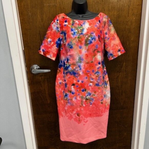 Ellen Tracy Abstract Floral Print Dress - Picture 1 of 2